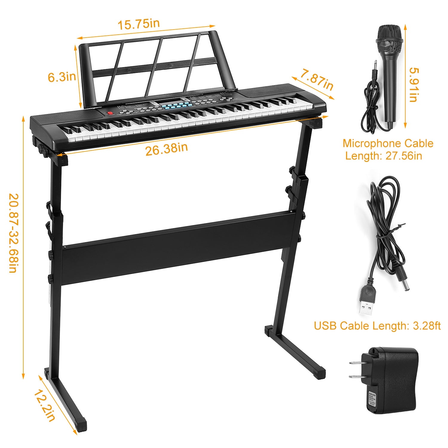 1P 61 Keys Digital Music Electronic Keyboard Electric Musical Piano Instrument Kids Learning Keyboard With Stand Microphone For Beginners