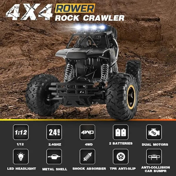 2026 2 Batteries 1-12 Rock Crawler Rechargeable Off Road Truck 4WD , Metal Shell LED Headlights RC Remote Control Off Road Car Truck,Logistics Is Randomly Sent By UPS&USPS&UNI&GOFO