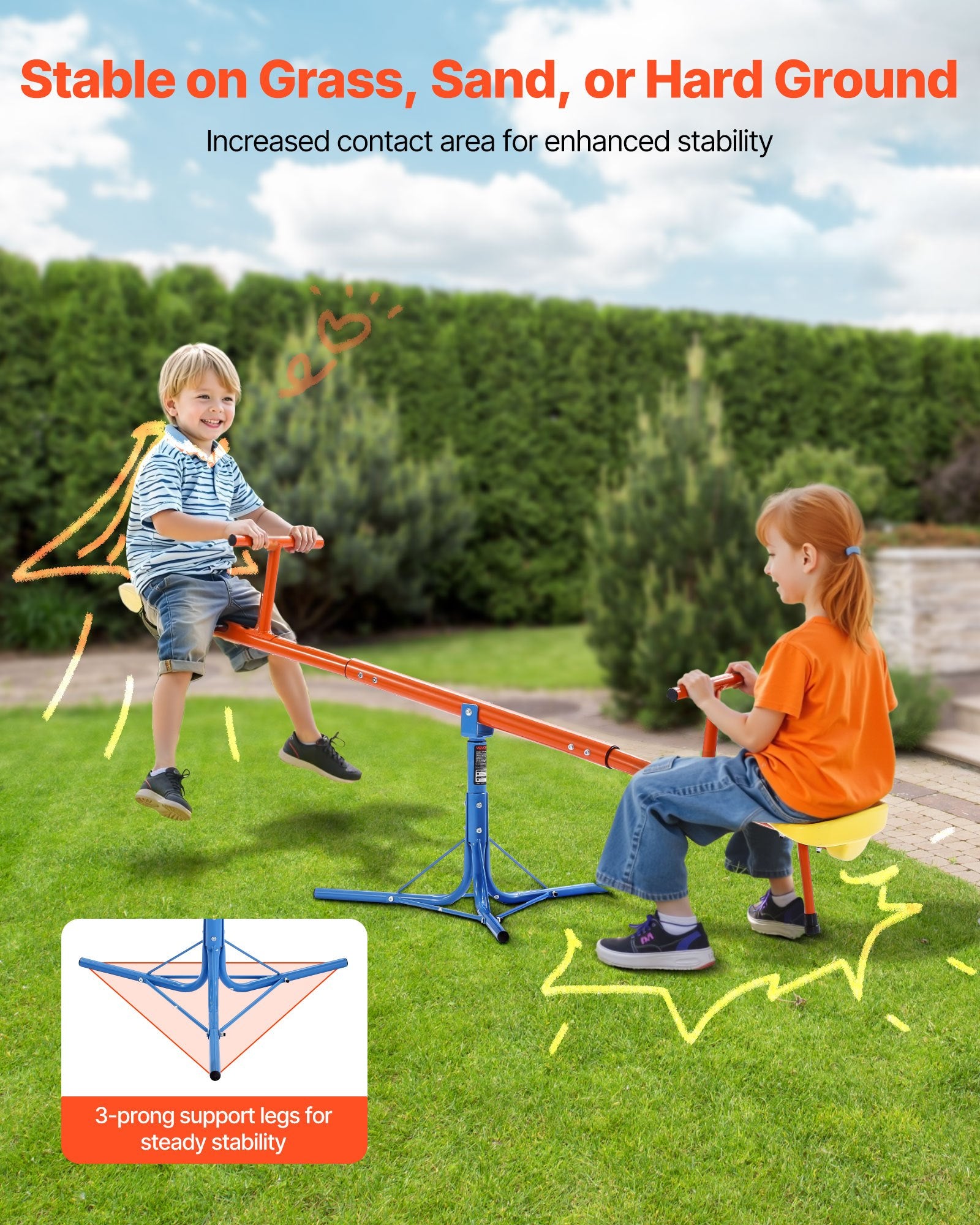 Kids Seesaw 100 Lbs Capacity 360 Degrees Rotating Teeter Totter Aged 3+