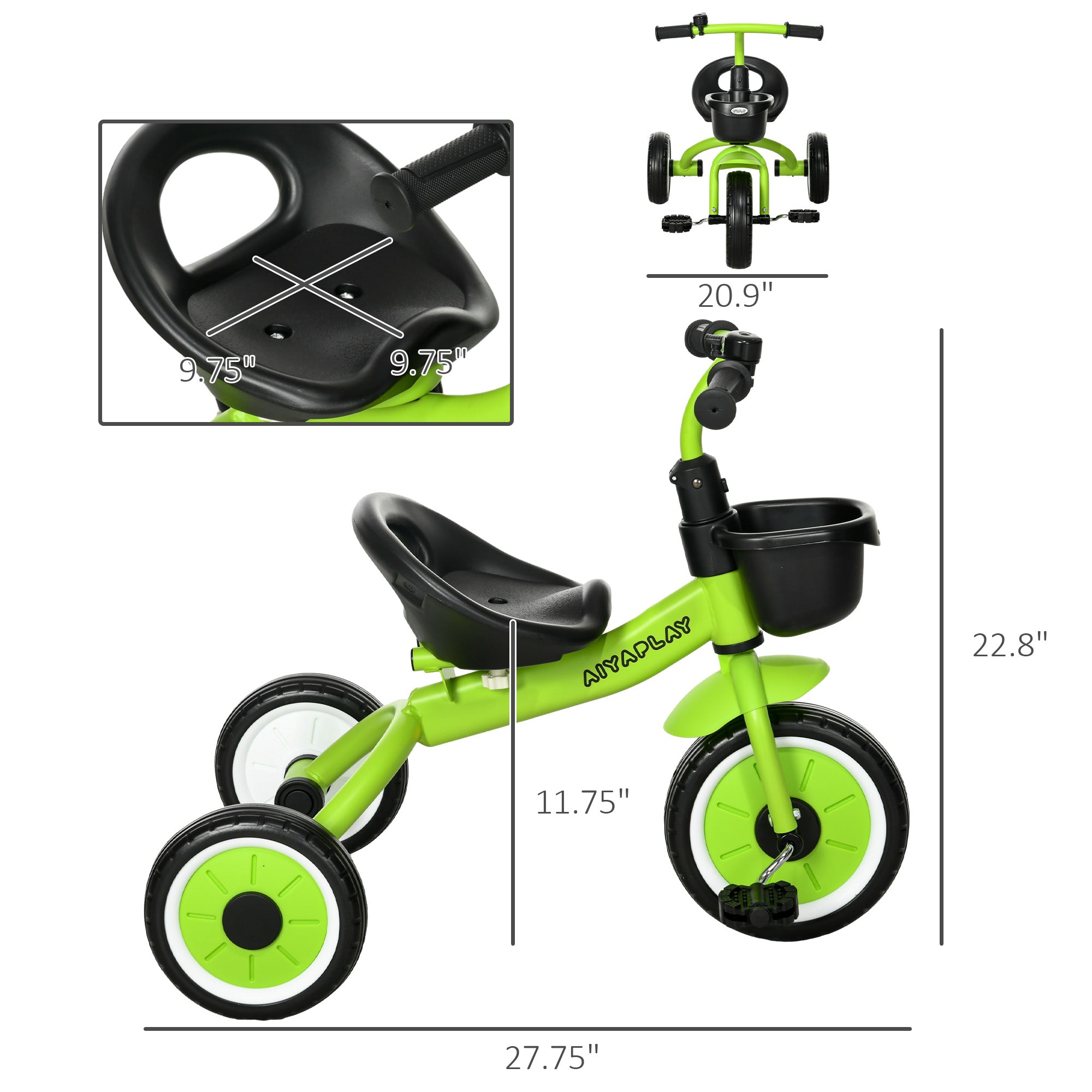 Tricycle for Kids Age 2-5, Toddler Bike for Children, Green