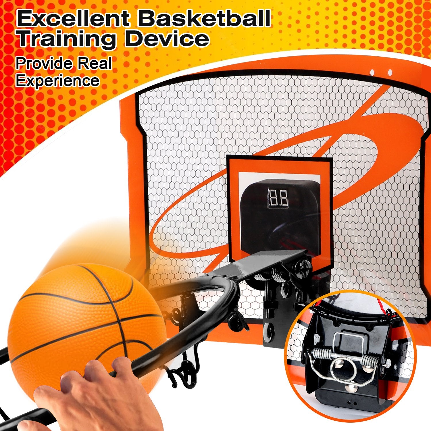 1Set Indoor Mini Basketball Hoop Set Over Door Basketball Hoop With 4 Inflatable Balls Electric Audio Scorer Foldable Basket Gift For Kids And Adults