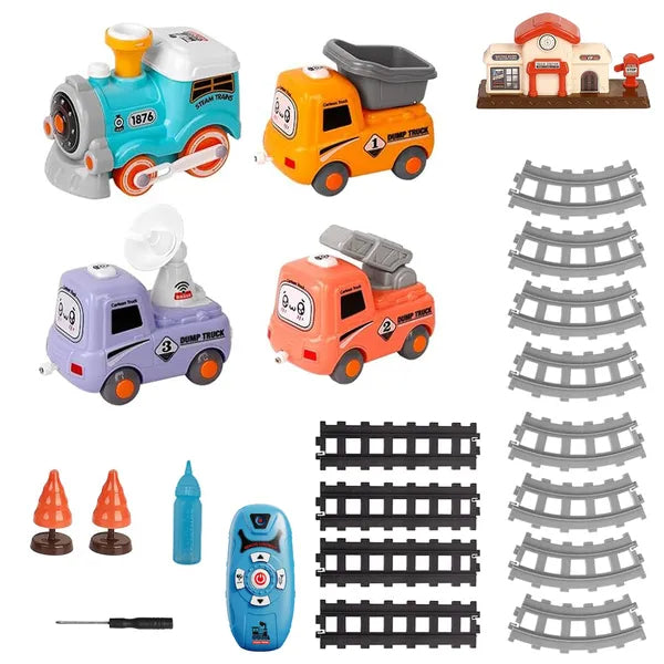 Electric Train Set With Smokes Light Sound Remote Magnetic Train Toys With Locomotive 3 Trucks Gifts For Kids Aged 3 4 5 6 Year Old