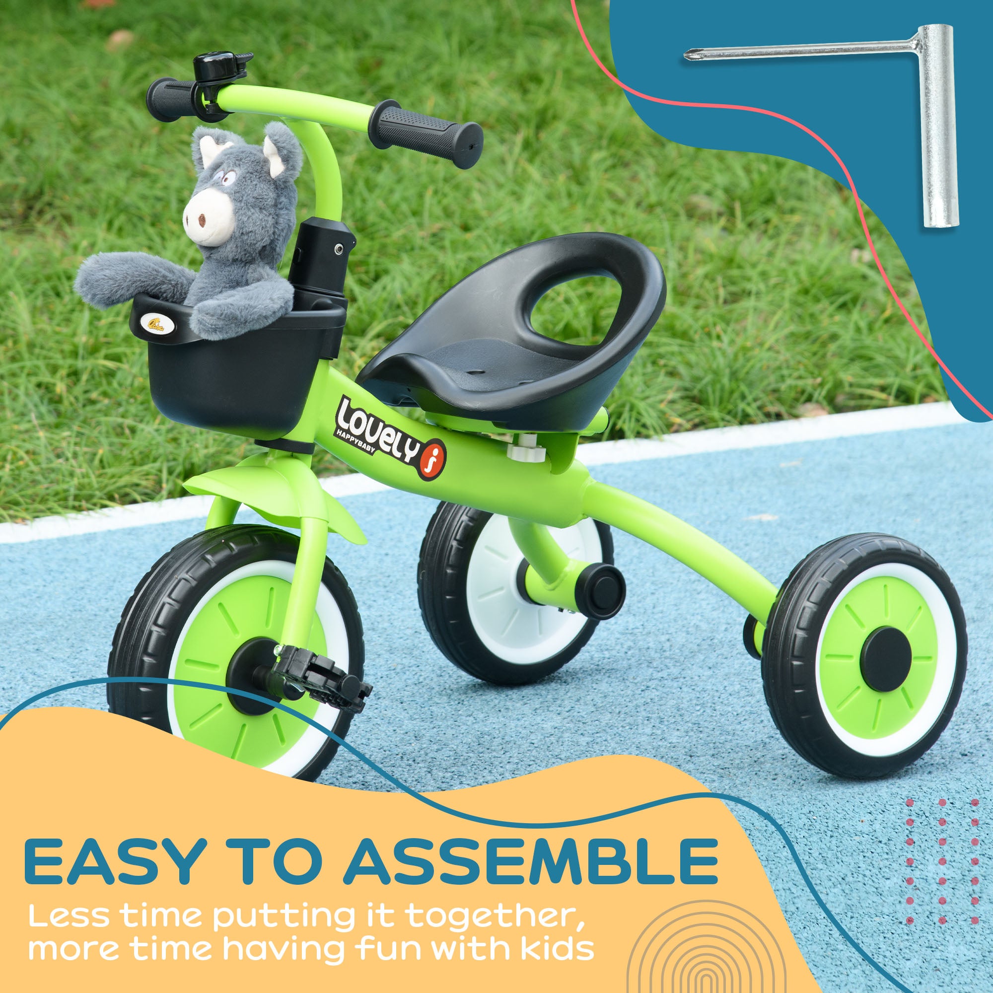 Tricycle for Kids Age 2-5, Toddler Bike for Children, Green